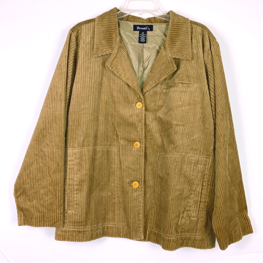 Denim & Co Tan Corduroy L/S Jacket (NWT) - Size 2X